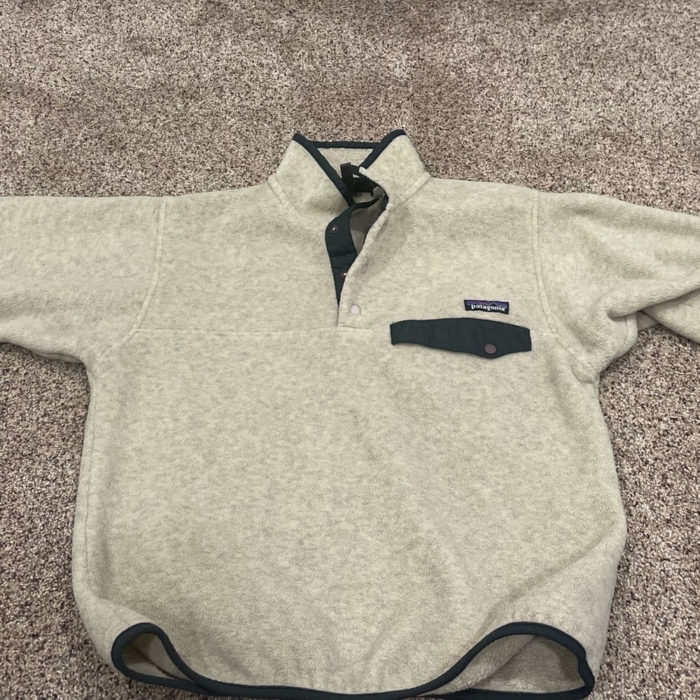 PATAGONIA Synchilla MENS VINTAGE Made Portugal Dirty white FLEECE PULLOVER Sz S